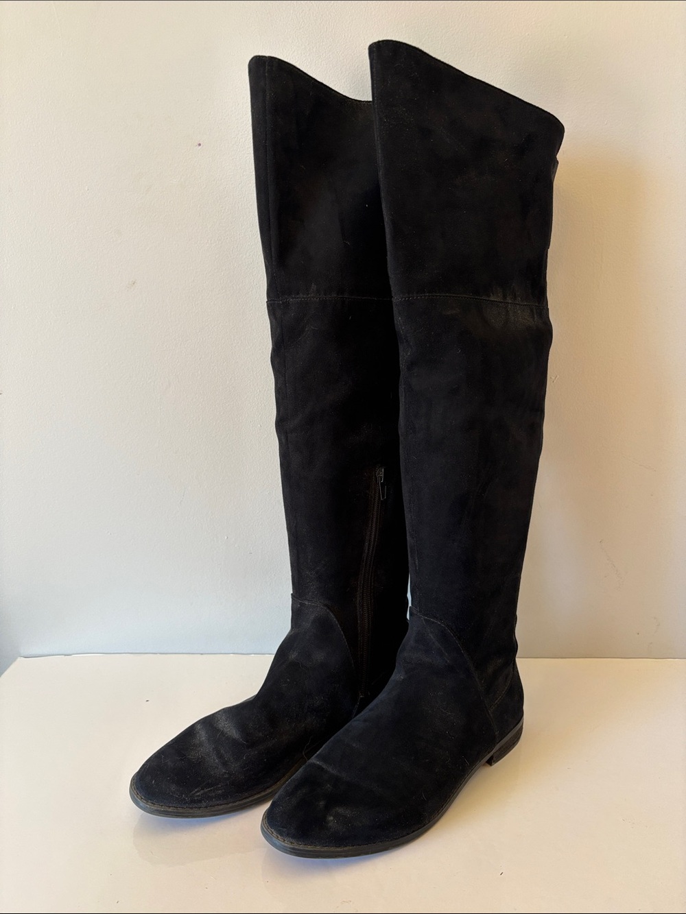 Alfred Sung Black Suede Over the Knee Flat Boots Size 8